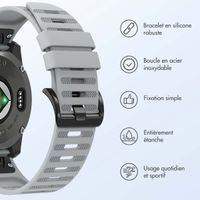 imoshion Bracelet QuickFit® Stripe en silicone  - Connexion Garmin 22 mm - Gris