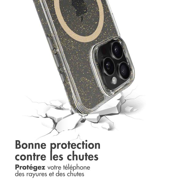 imoshion Coque arrière transparente Pailletée avec MagSafe Apple iPhone 16 Pro Max - Doré