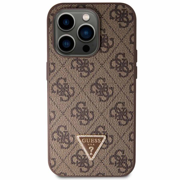 Guess Coque 4G Logo Triangle Strass Apple iPhone 15 Pro - Marron