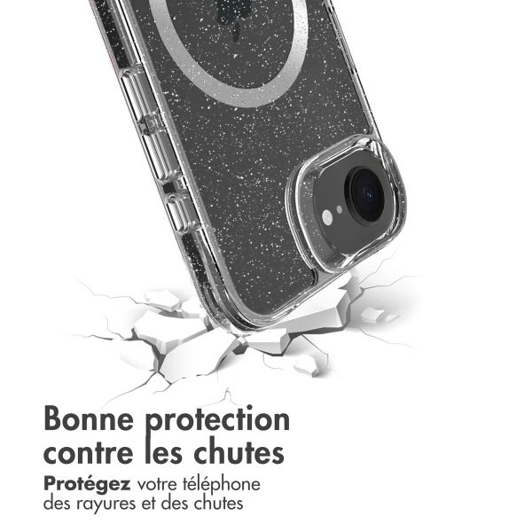 imoshion Coque arrière transparente Pailletée avec MagSafe Apple iPhone 17e / 16e - Argent
