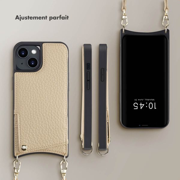Selencia Coque de télephone Nova avec cordon et porte-cartes Apple iPhone 14 - Beige