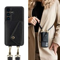 Selencia Coque de télephone Sera avec cordon et porte-cartes enveloppe Samsung Galaxy S24 - Noir
