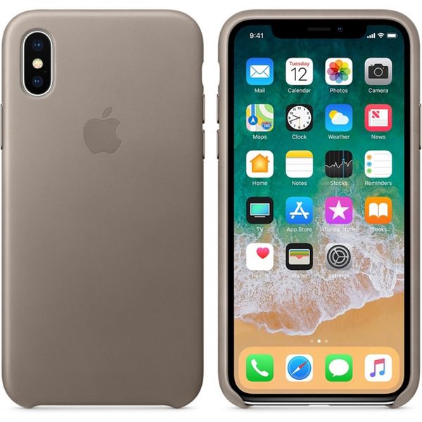 Apple Coque Leather Apple iPhone X - Taupe