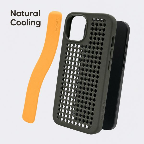 Callbuddy Coque avec strap Apple iPhone 17e / 16e / 15 / 14 / 13 - Camo Orange