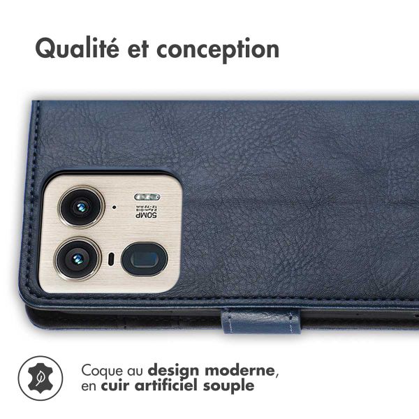 imoshion Étui de télephone portefeuille de luxe Motorola Edge 50 Ultra - Bleu foncé