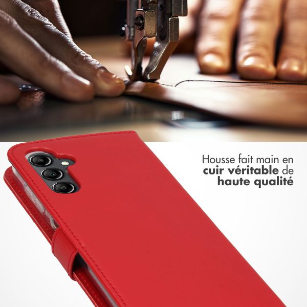 Selencia Étui portefeuille en cuir véritable Samsung Galaxy A14 (5G/4G) - Rouge