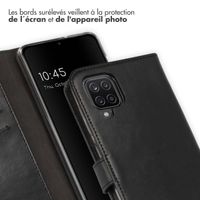 Selencia Étui portefeuille en cuir véritable Samsung Galaxy A12 - Noir