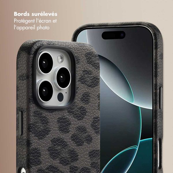 Selencia Coque Sabi imprimé panthère avec MagSafe Apple iPhone 16 Pro - Midnight Black