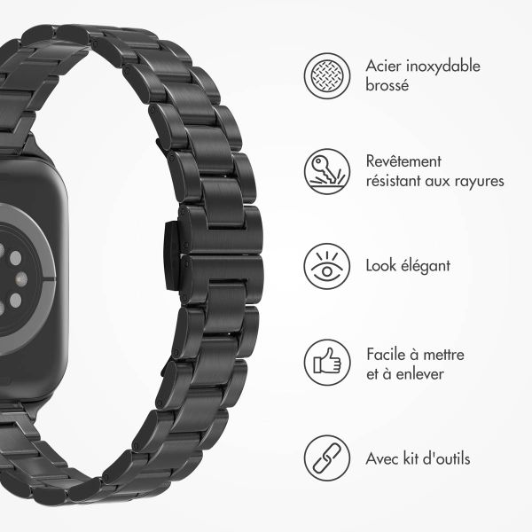 Selencia Bracelet à maillons fin en acier Apple Watch | 38/40/41/42 mm - Noir