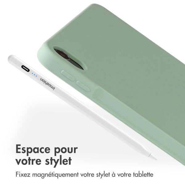 Accezz Coque Liquid Silicone avec porte-stylet Apple iPad Air 11 pouces (2026) M4 / (2025) M3 / (2024) M2 / Air 5 (2022) / Air 4 (2020) - Vert clair
