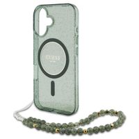 Guess MagSafe IML Glitter Case avec beads strap Apple iPhone 16 - Green