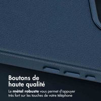 Accezz Coque arrière en cuir avec MagSafe Apple iPhone 17e / 16e - Nightfall Blue