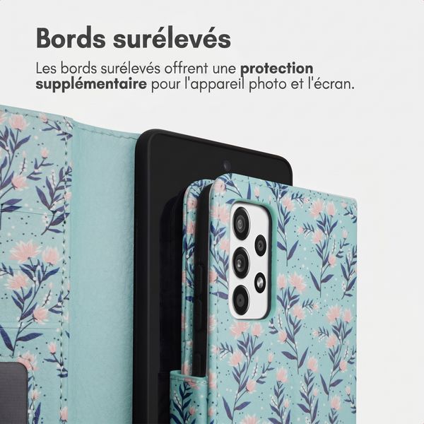 imoshion Étui de télephone portefeuille Design Samsung Galaxy A52(s) (5G/4G) - Blue Flowers
