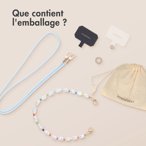 imoshion Ensemble de cordons de téléphone colorés avec perles – Bleu clair
