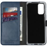 Selencia Étui portefeuille en cuir véritable Samsung Galaxy S20 - Bleu