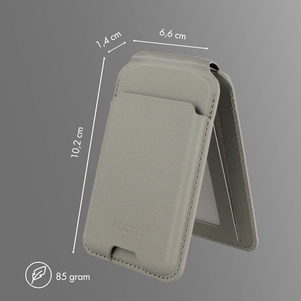 Accezz Portefeuille en cuir magnétique avec support - Compatible avec Apple Find My - Light Grey