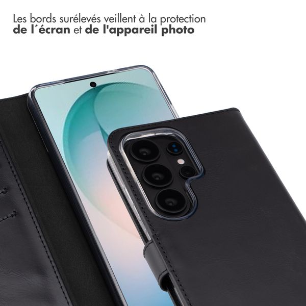 Selencia Étui portefeuille en cuir véritable Samsung Galaxy S26 Ultra - Noir