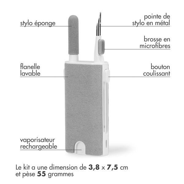imoshion 5 en 1 Kit de Nettoyage Apple AirPods - Outil de nettoyage pour Apple AirPods, smartphones et écouteurs