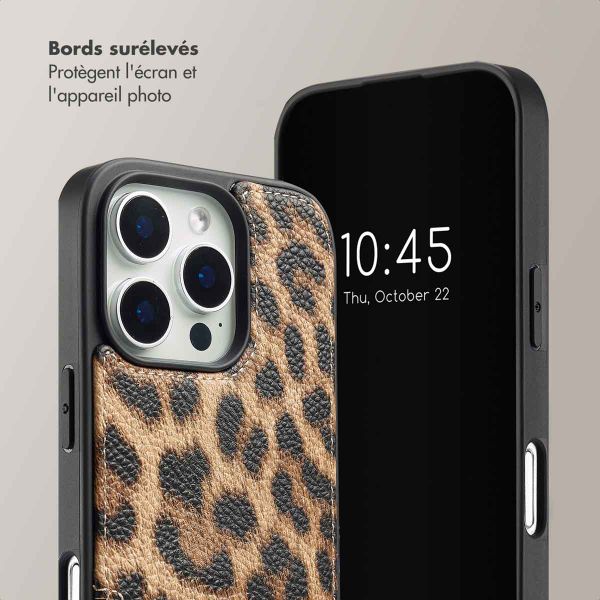 Selencia Coque de télephone Nova avec cordon et porte-cartes Apple iPhone 16 Pro Max - Leopard