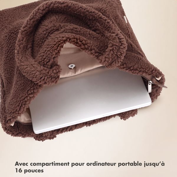 Selencia Sac Fourre-tout Zaya - Teddy Sac Ordinateur 16 pouces - Choco Brown