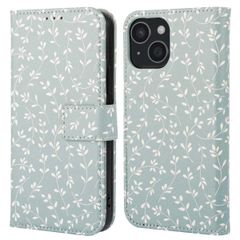 imoshion Étui de télephone portefeuille Design Apple iPhone 15 - Smoke Green Flowers