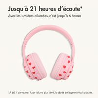 imoshion Casque sans fil pour enfants LED Light - Limiteur de décibels - Avec câble AUX - Cœurs