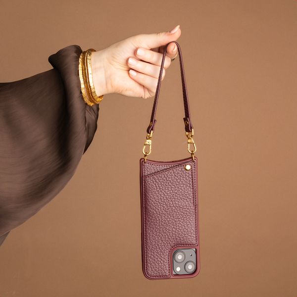 Selencia Coque de télephone Nova avec cordon et porte-cartes Samsung Galaxy A56 - Bold Burgundy