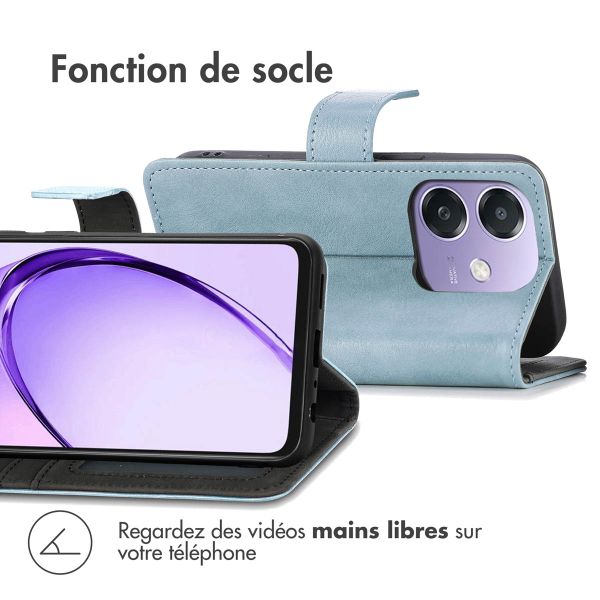 imoshion Étui de télephone portefeuille de luxe Oppo A40 (4G) / Oppo A40M (4G) / Oppo A60 (5G) - Bleu clair