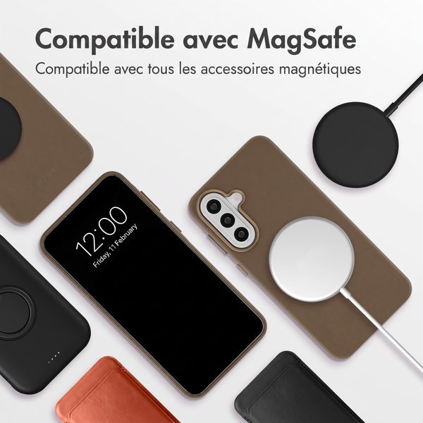 Accezz Coque arrière en cuir avec MagSafe Samsung Galaxy A57 (5G) - Marron café