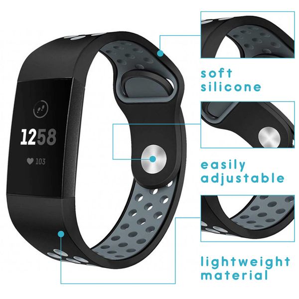 imoshion Bracelet sport silicone Fitbit Charge 3 / 4 - Noir