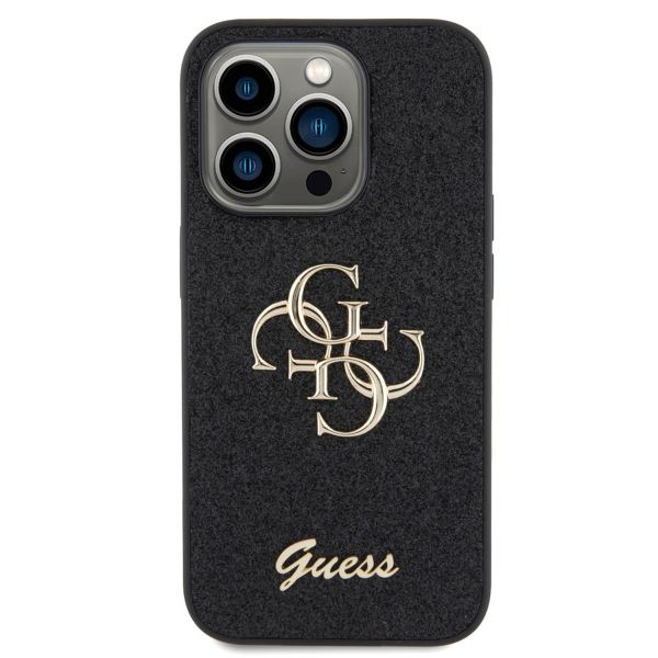 Guess Coque 4G Metal Logo Glitter Apple iPhone 15 Pro - Noir