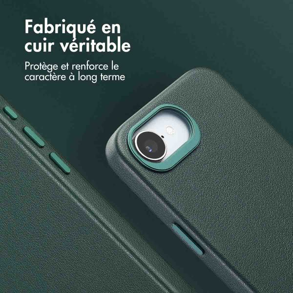 Accezz Coque arrière en cuir avec MagSafe Apple iPhone 17e / 16e - Cedar Green