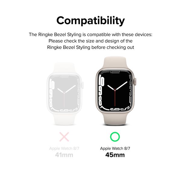 Ringke Style de lunette Apple Watch 7 / 8 / 9 - 45 mm - Hairline Plain Silver