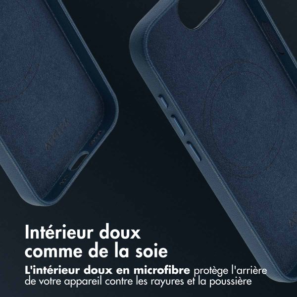 Accezz Coque arrière en cuir avec MagSafe Apple iPhone 17e / 16e - Nightfall Blue
