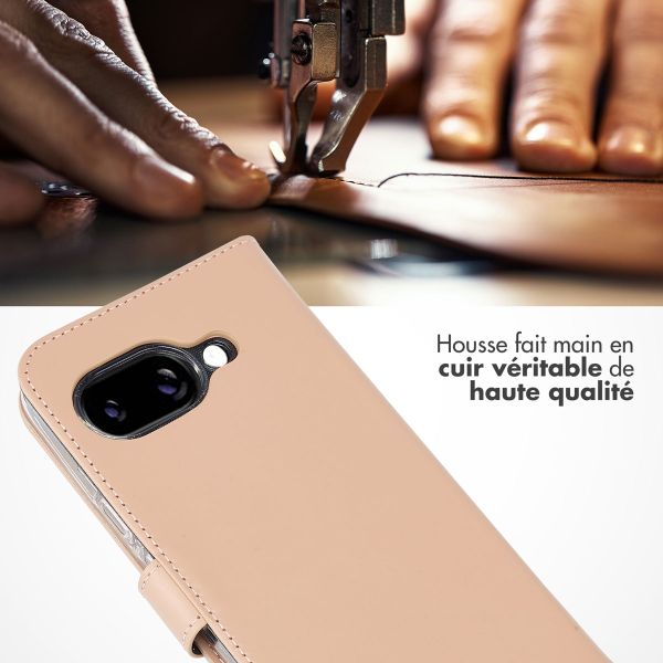 Selencia Étui portefeuille en cuir véritable Google Pixel 9A - Dusty Pink