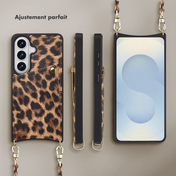 Selencia Coque de télephone Nova avec cordon et porte-cartes Samsung Galaxy S26 - Leopard