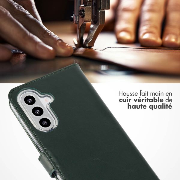 Selencia Étui portefeuille en cuir véritable Samsung Galaxy A26 - Vert
