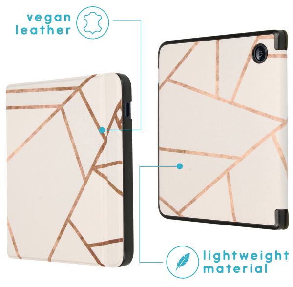 imoshion Design Slim Hard Sleepcover avec support Kobo Libra 2 / Tolino Vision 6 - White Graphic