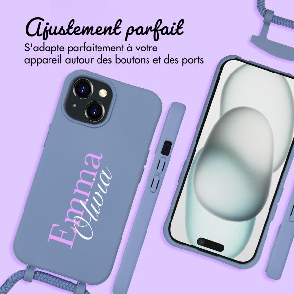 Coque Color MagSafe avec cordon amovible et photo et/ou texte personnalisés Apple iPhone 15 - Nom