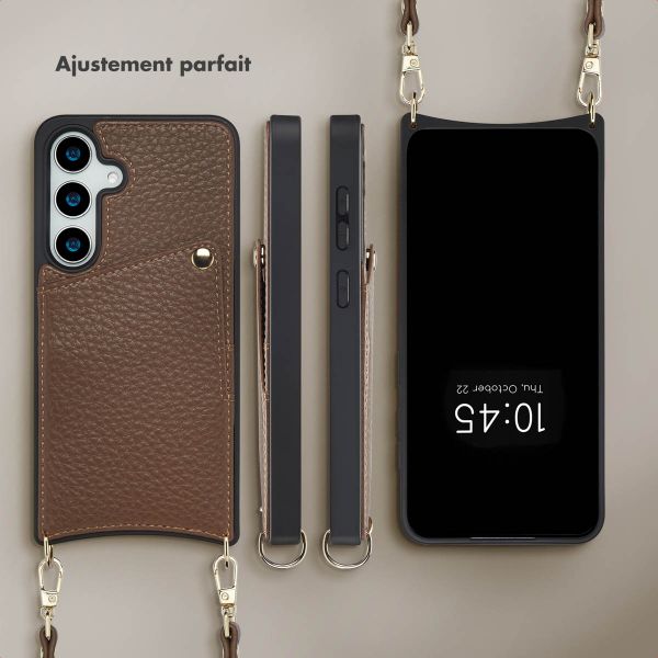 Selencia Coque de télephone Nova avec cordon et porte-cartes Samsung Galaxy S25 / S24 - Mocha Brown