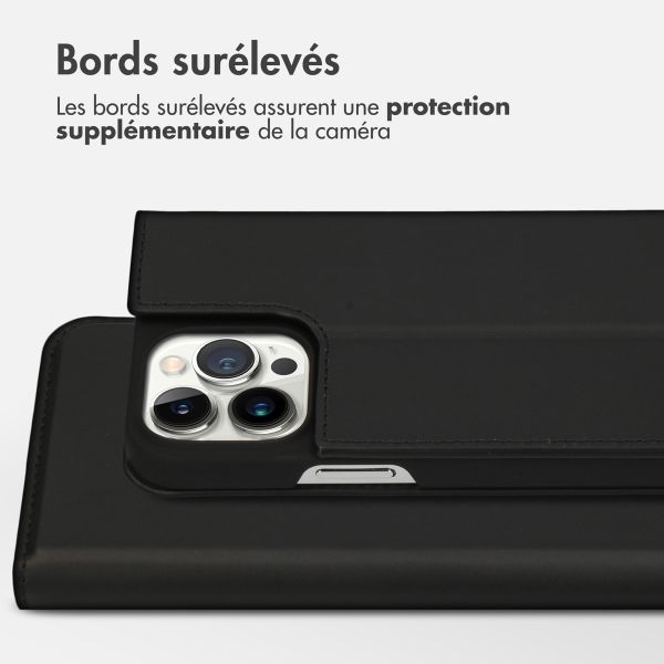 Accezz Étui de télephone Slim Folio en cuir de qualité supérieure Apple iPhone 13 Pro Max - Noir