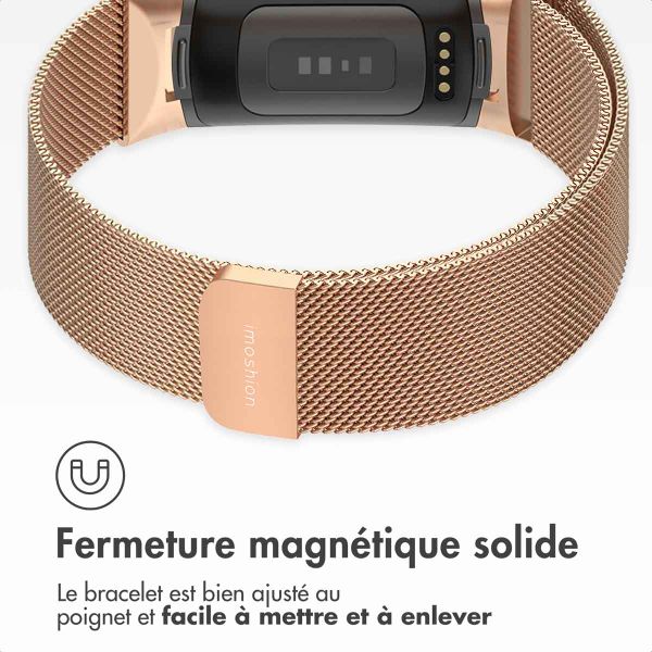imoshion Bracelet magnétique milanais Fitbit Charge 5 - Taille M - Rose Doré