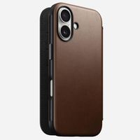 Nomad Étui de télephone portefeuille Modern Leather Folio Apple iPhone 16 - Marron