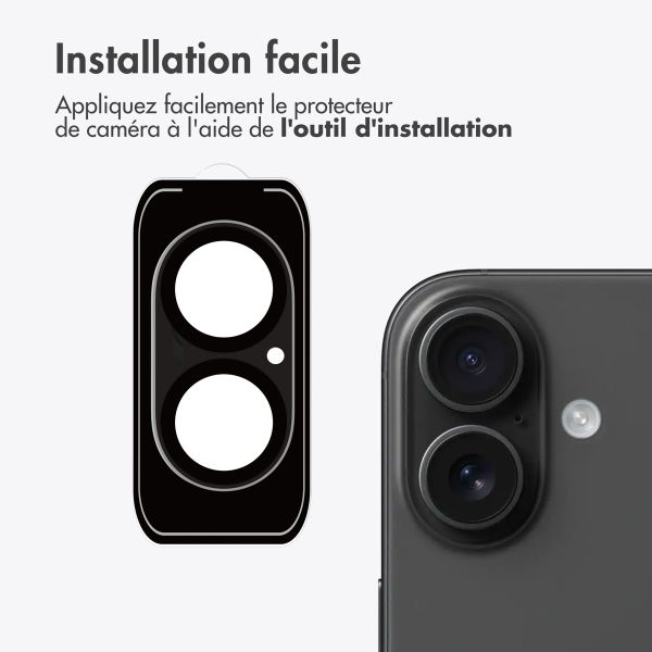 imoshion Protection Caméra en verre trempé 2 Pack pour Apple iPhone 16 / 16 Plus / 17 - Noir
