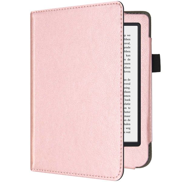 imoshion Étui de liseuse portefeuille en cuir végan Kobo Clara 2E / Tolino Shine 4 - Rose Doré