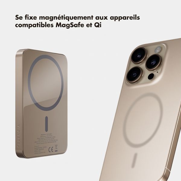 Selencia Powerbank Vivid 5 000 mAh - MagSafe et Qi - Desert Gold / Wavy Baby Sorbet