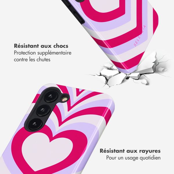 Selencia Coque arrière Vivid Samsung Galaxy S23 - Double Hearts Rubine Red Lilac