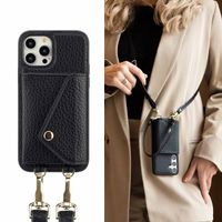 Selencia Coque de télephone Sera avec cordon et porte-cartes enveloppe Apple iPhone 12 (Pro) - Noir