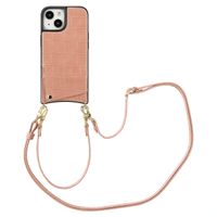 Selencia Coque de télephone Nova Croco avec cordon et porte-cartes Apple iPhone 15 - Old Pink