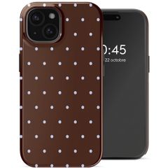 Selencia Coque arrière Vivid Apple iPhone 15 - Happy Dots Chocolate